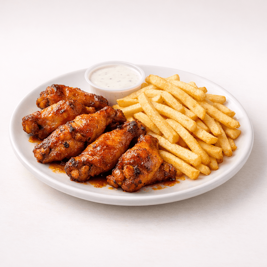 6 wings with fries